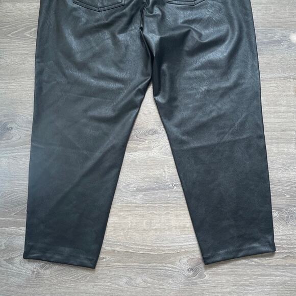 SPANX Leather Like Black Faux II Slim Straight Leg Pants High Rise Shaping 37" w - Picture 7 of 8